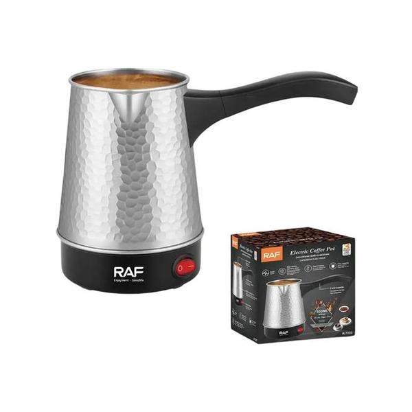 RAF R.7223 Turkish Coffee Maker 500ml – 500W Stainless Steel Electric Coffee Pot, Portable Lightweight Design for Home