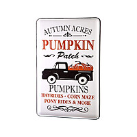 Set of 2 Harvest Tin Wall Signs featuring Autumn Acres and Pumpkin Patch