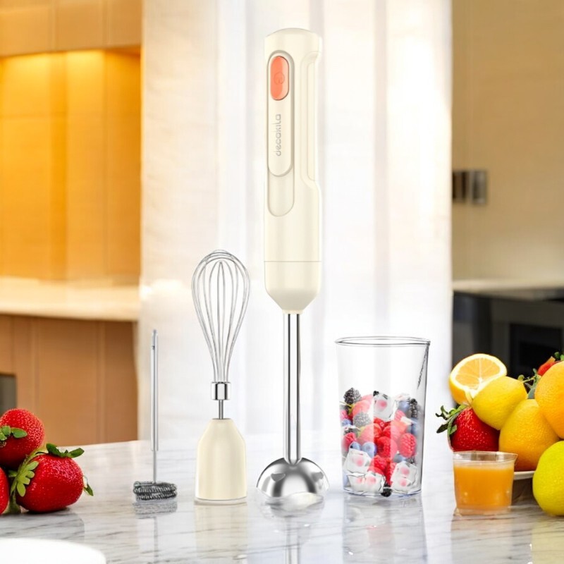 Decakila 4-in-1 Cordless Hand Blender 60W Wattage, 7.4V Voltage and 1500mAh Battery (KMJB041W) Decakila 4-in-1 Cordless Hand Blender 60W Wattage, 7.4V Voltage and 1500mAh Battery (KMJB041W)
