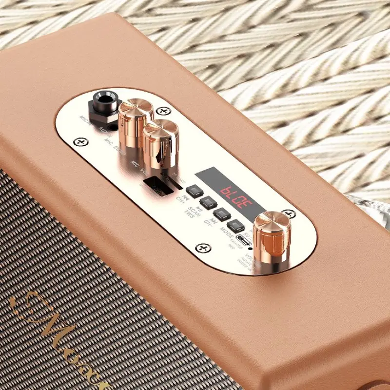 MOXOM MX-SK57 Retro Wireless Speaker 20W High-Fidelity Stereo Sound with Classical Vintage Design Bluetooth, TF Card, USB Drive, AUX, TWS, Microphone Support Rich Bass, Multi-Mode Playback