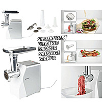 Silvercrest - 1200 W Aluminum Meat Mincer, Stainless Steel cross knife, to make Kebbe , burgers, sausages, minced meat, pate and sauces, falafel. 1 KG per minute. Silvercrest - 1200 W Aluminum Meat Mincer, Stainless Steel cross knife, to make Kebbe , burgers, sausages, minced meat, pate and sauces, falafel. 1 KG per minute.