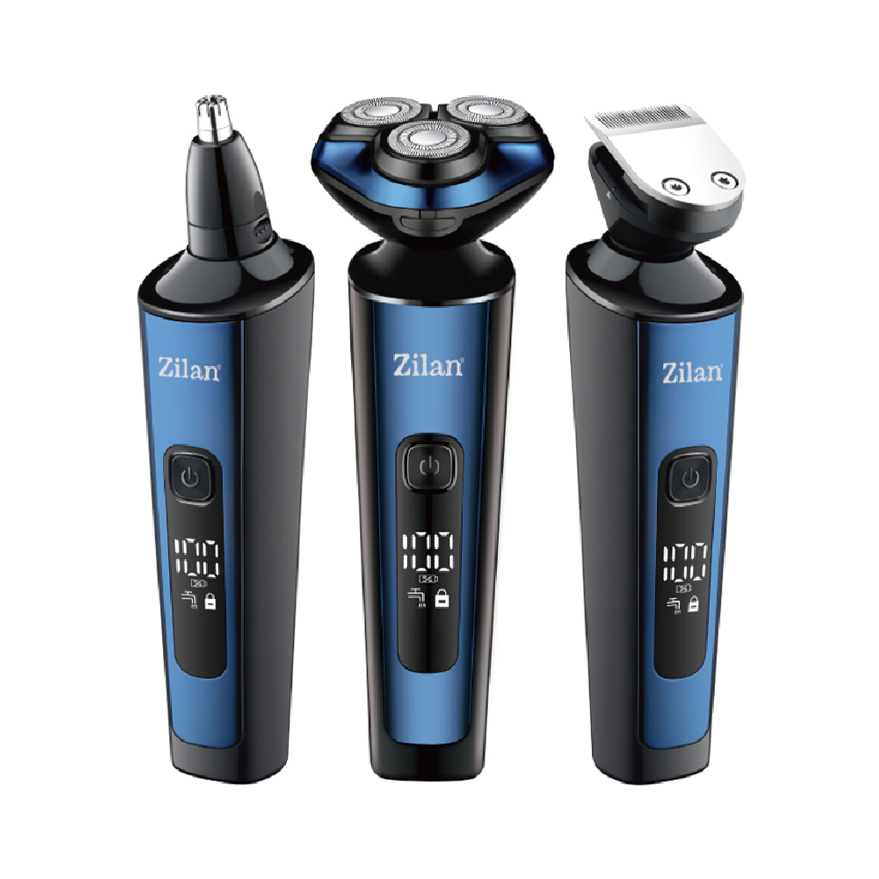 Zilan 4-in-1 Rotary Shaver & Trimmer Aion, ZLN8726 — IPX6 Waterproof Hair Clipper, Beard Trimmer, Precision Detailer, and Facial Shaver with Fast 90-Minute Charging